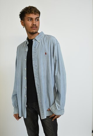 VINTAGE 90S BLUE RALPH LAUREN DENIM SHIRT