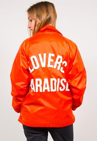 VINTAGE 90'S ORANGE MONDAYS SUCK SLOGAN COACH JACKET