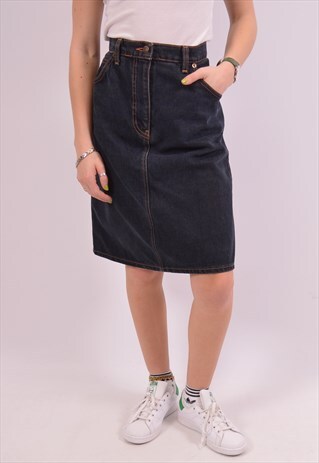 VALENTINO WOMENS VINTAGE DENIM SKIRT W31 BLUE 90S