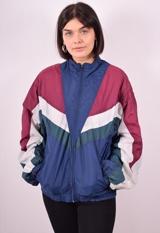 WOMENS VINTAGE TRACKSUIT TOP JACKET SMALL MULTI 90S