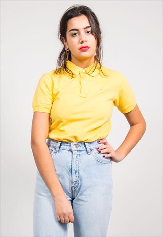 VINTAGE 90'S TOMMY HILFIGER YELLOW POLO T-SHIRT