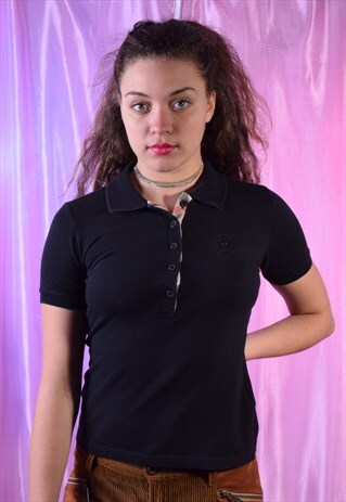 VINTAGE BURBERRY BLACK POLO TEE