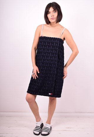 TOMMY HILFIGER WOMENS VINTAGE BEACH DRESS XL BLUE 90'S