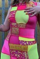 GRAPHIC PSYCHEDELIC PRINT REWORKED PATCHWORK PARTY DRESS