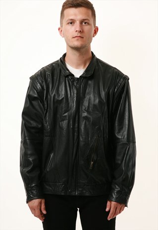 90S VINTAGE VTG RARE LEATHER BOMBER BIKER MOTO JACKET 13867