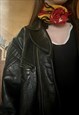 VINTAGE 90S OVERSIZED BIKER LEATHER JACKET IN BLACK