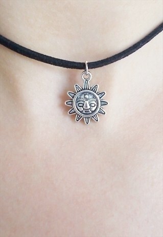 SILVER SUN CHOKER - SUEDE CHOKER
