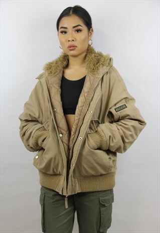 VINTAGE WOOLRICH FUR-HOODED BEIGE JACKET