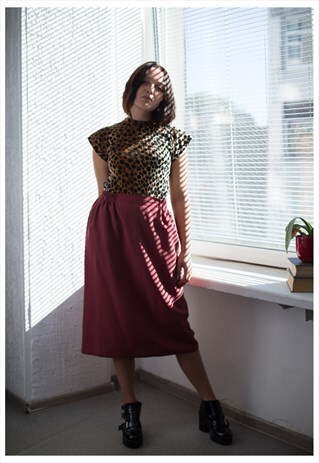 VINTAGE 80'S MAROON MIDI SKIRT