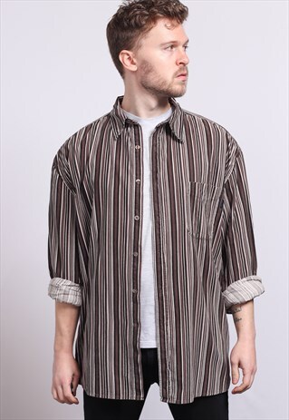 VINTAGE CORDUROY CORD STRIPED SHIRT