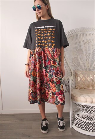 DRESS TEESHIRT VINTAGE PRINTED ONE SIZE