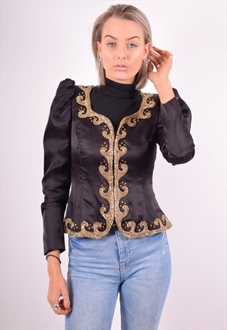 WOMENS VINTAGE JACKET SMALL BLACK 90'S