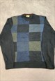 DOCKERS KNITTED JUMPER ABSTRACT PATTERNED GRANDAD SWEATER 