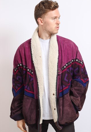 VINTAGE AZTEC FLEECE LINED JACKET