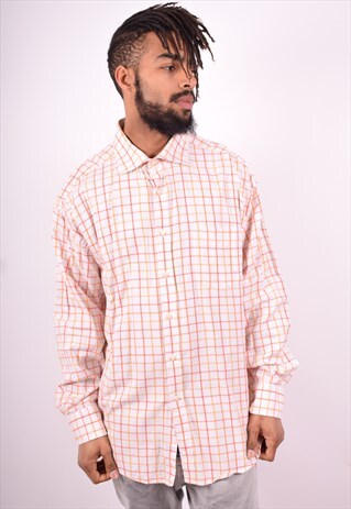 TOMMY HILFIGER MENS VINTAGE SHIRT XL WHITE CHECK 90'S