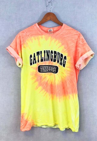 VINTAGE 90S TIE DYE TEE T-SHIRT GATLINBURG TENNESSEE