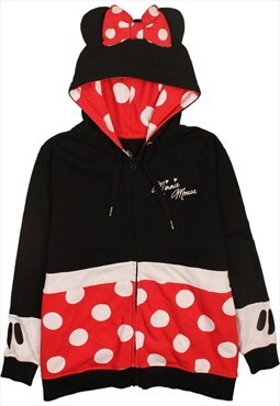 Vintage 90's Disney Hoodie Minnie Mouse Full Zip Up Black