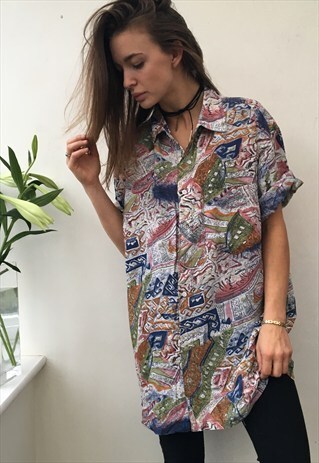 CRAZY PATTERN OVERSIZED RETRO VINTAGE UNISEX FESTIVAL SHIRT