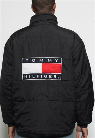 VINTAGE TOMMY HILFIGER BIG LOGO JACKET BLACK