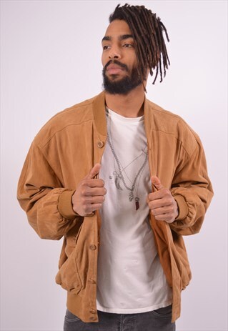 VINTAGE SUEDE BOMBER JACKET BEIGE