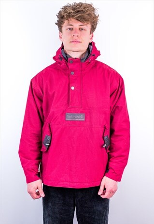 VINTAGE TIMBERLAND 1/4 ZIP PULLOVER JACKET IN RED