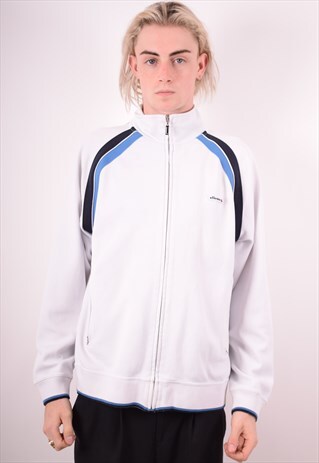 ELLESSE MENS VINTAGE TRACKSUIT TOP JACKET LARGE WHITE 90S