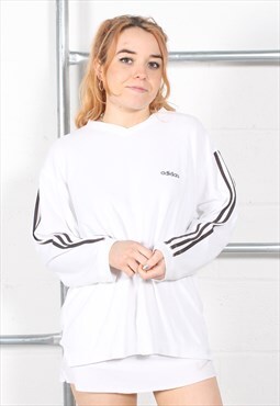 Vintage Adidas Sweatshirt in White V-neck Jumper Size 12