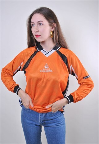 VINTAGE BRIGHT ORANGE LE COQ SPORTIF SOCCER GOALKEEPER SHIRT