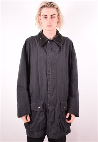 BARBOUR MENS VINTAGE WAXED COTTON JACKET XXL BLACK 90S