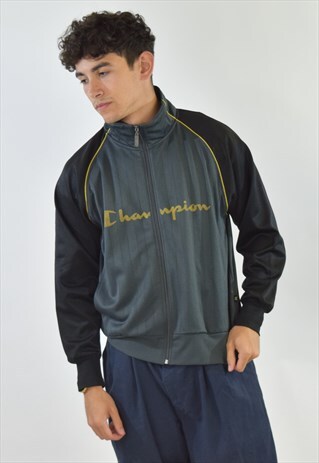 VINTAGE 90S GREY BLACK CHAMPION TRACK JACKET