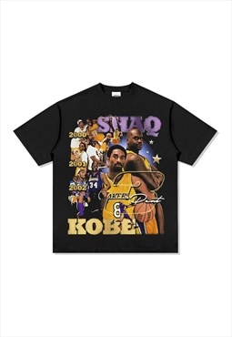 Black Kobe Shaq Graphic Cotton Fans T shirt tee