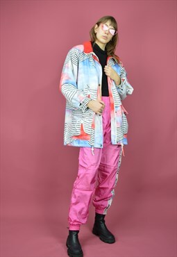 Vintage multicolor graphic puffer jacket