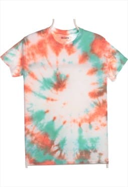 Gildan 90's Tie Dye T-Shirt Small Orange