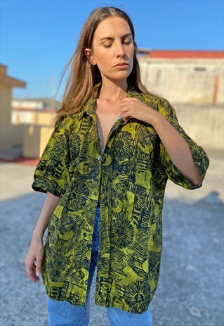 VINTAGE 90S Y2K ABSTRACT PATTERN SHIRT