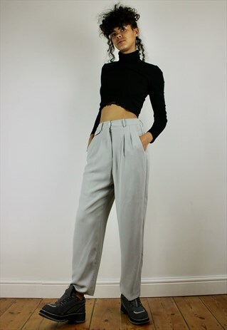 VINTAGE 80S HIGH WAISTED CROPPED TROUSERS