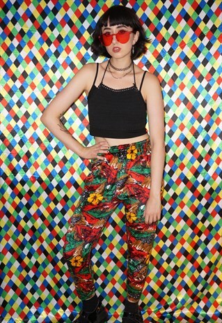 VINTAGE 80'S FLORAL VELVET LEGGINGS