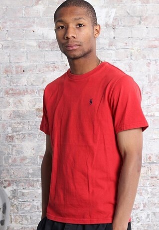VINTAGE POLO RALPH LAUREN POLO CHEST LOGO T-SHIRT RED