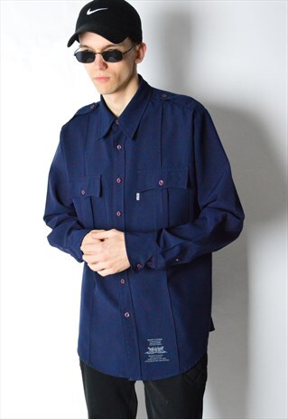VINTAGE 70S NAVY BLUE LEVIS LONG SLEEVE SHIRT