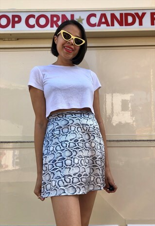 VINTAGE 90S SNAKESKIN SATIN MINI SKIRT