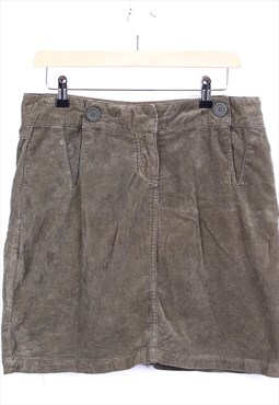 Vintage Corduroy Mini Skirt Khaki Green With Two Pockets