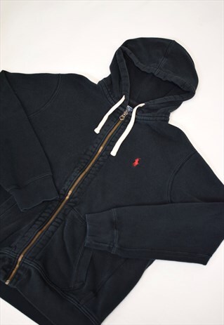 VINTAGE 90S POLO RALPH BLACK ZIP HOODIE