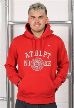 Vintage Nike Hoodie in Red Pullover Lounge Jumper Medium