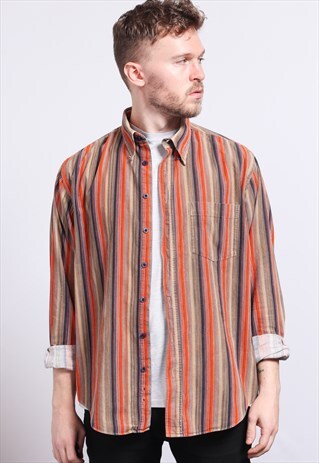 VINTAGE CORDUROY CORD STRIPED SHIRT