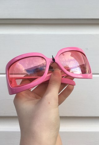 WOMENS VINTAGE 90 Y2K PINK SUNGLASSES RECTANGLE GLASSES