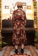 VINTAGE 80S FLORAL LONG SLEEVE SHIRT DRESS IN AUTUMNAL RED