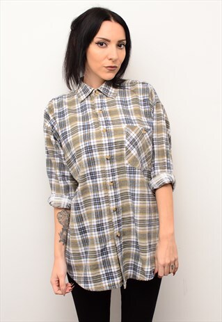 VINTAGE 90'S GRUNGE CHECKED FLANNEL OVERSIZED SHIRT