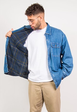 VINTAGE DENIM SHIRT WARM FLEECE LINED