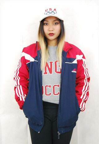 THREE STRIPE TRACK JACKET/TRACK TOP (1990'S/RED AND BLUE)