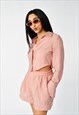 PINK LIGHTWEIGHT CROPPED CLASSIC SHIRT