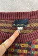 VINTAGE KNITTED JUMPER ABSTRACT PATTERNED KNIT SWEATER